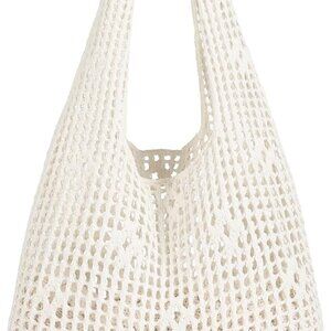 Crochet Beach Tote Bag Mesh Summer Knitted Hobo Bag Casual Vacation Accessory